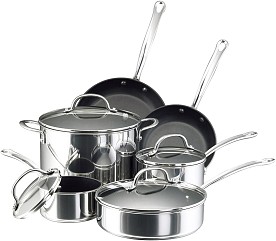 STAINLESS STEEL 10-PIECE COOKWARE SET