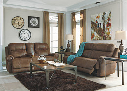 Austere Reclining Sofa & Reclining Loveseat W/Console | Ace Rent to Own