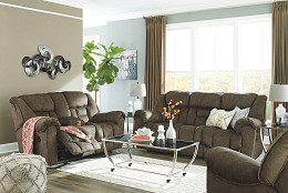 Capehorn Reclining Sofa & Reclining Loveseat W/Console | Ace Rent to Own