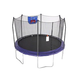 Skywalker Trampolines 12-Foot Jump N’ Dunk Trampoline with Enclosure Net - Basketball Trampoline