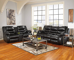 Linebacker DuraBlend Reclining Sofa & Reclining Loveseat W/Console | Ace Rent to Own