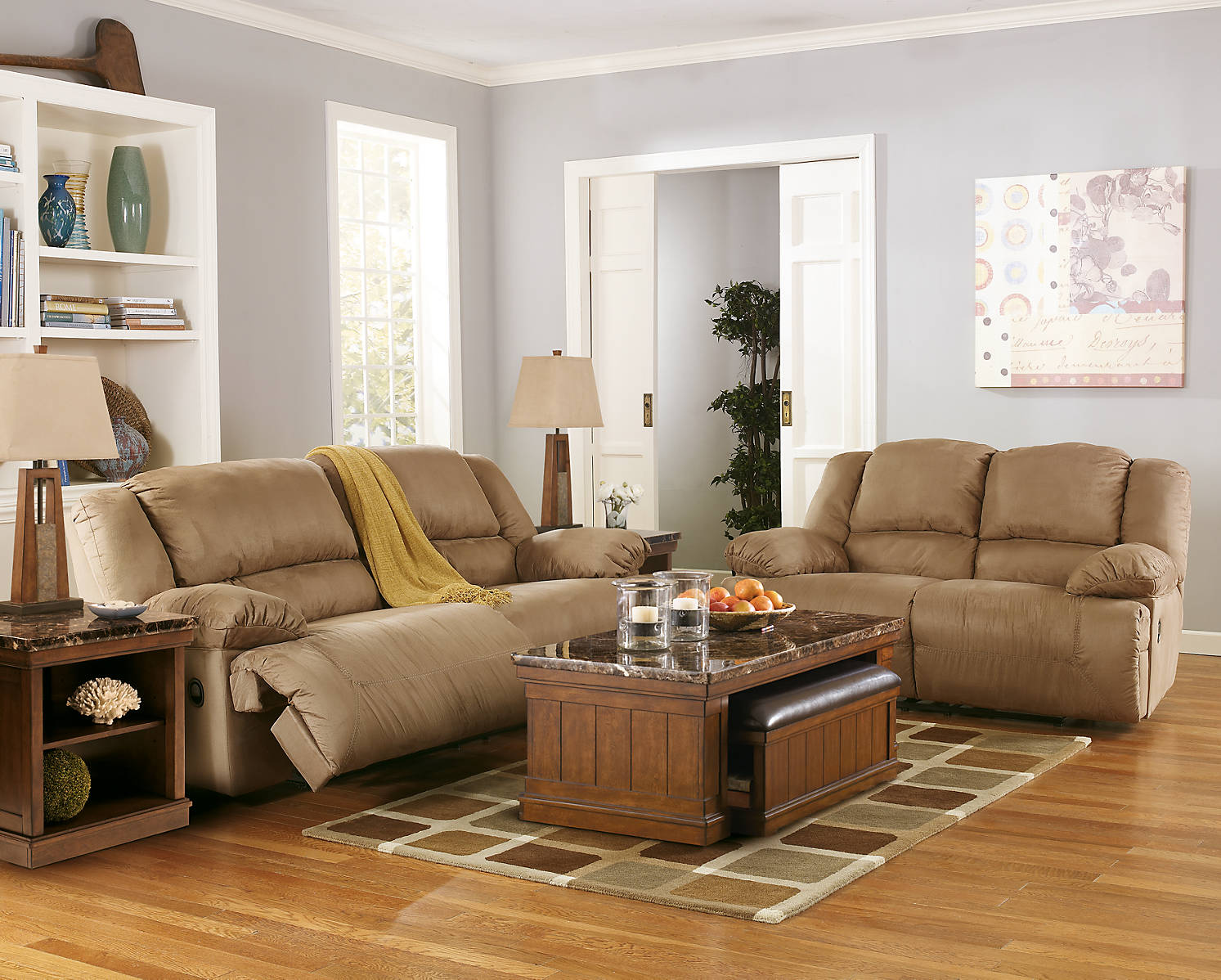 ace rent to own ashley furniture beige hogan 2 seat