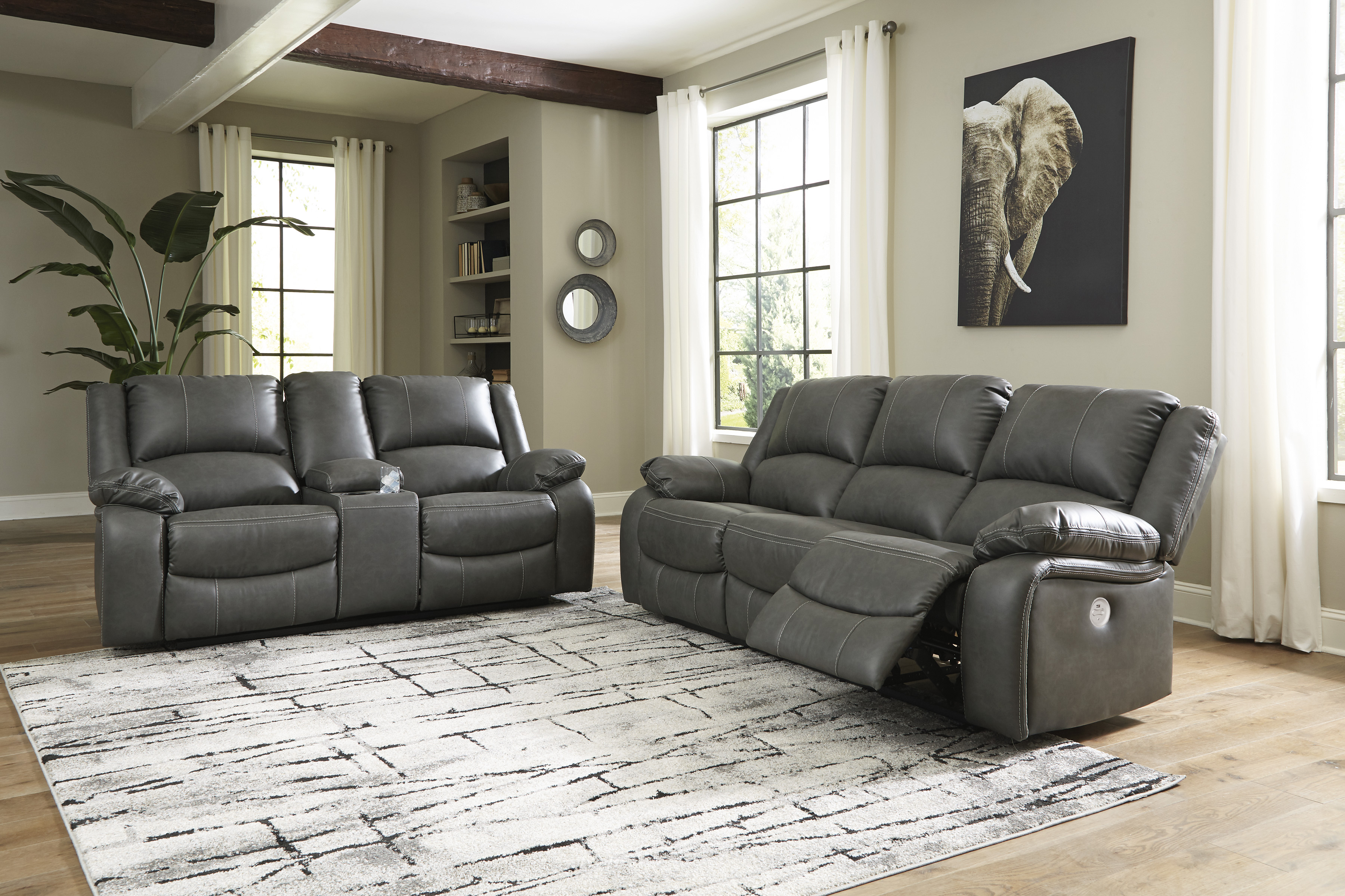Calderwell Reclining Sofa and Loveseat with Console Ace Rent To Own