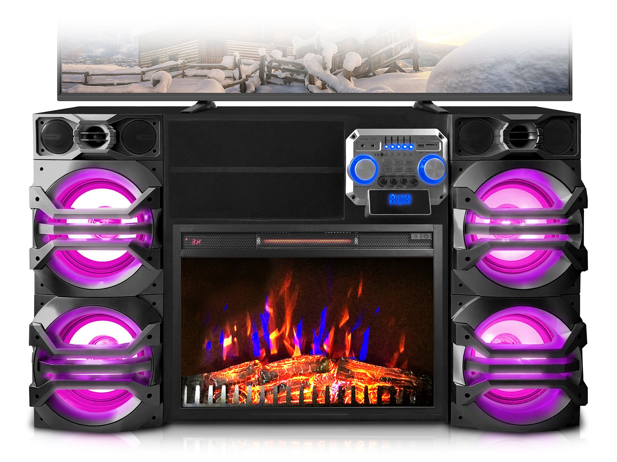 XFIRE 4 Speaker TV Stand with Fire Place Ace Rent To Own