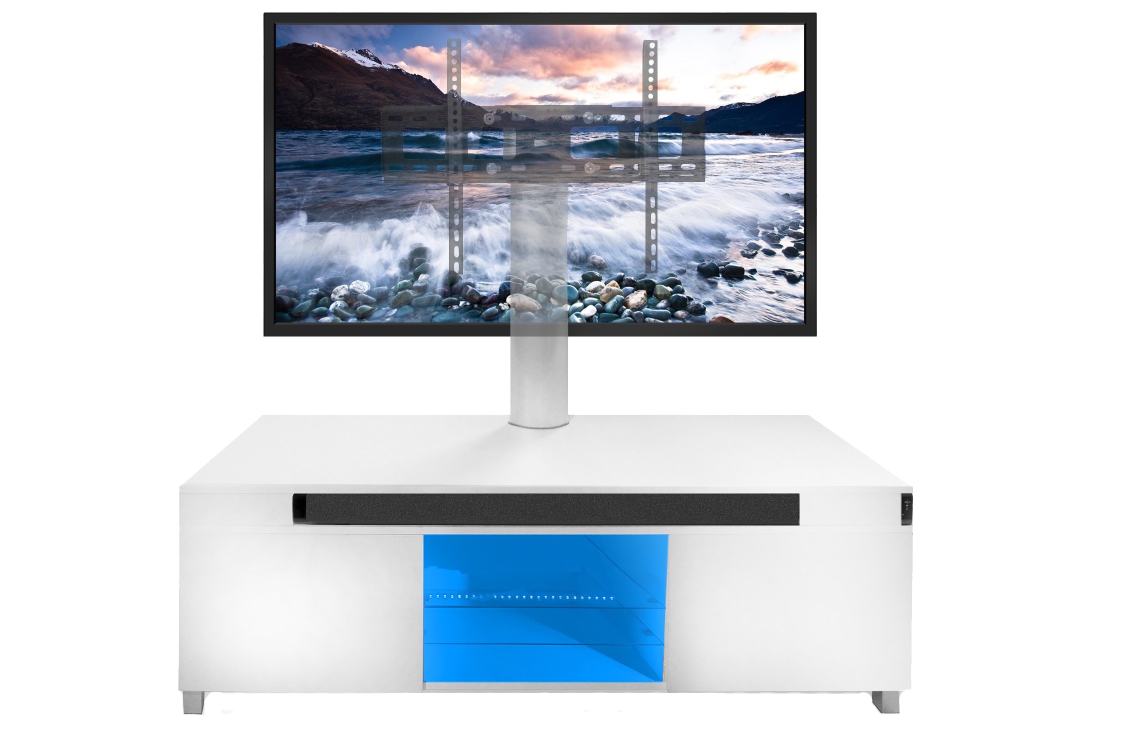 TV STAND WITH BUILTIN SOUNDBAR & SUBWOOFER 4,000 WATT Ace Rent To Own