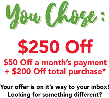 You Chose: $250 Off! Your offer is on it's way to your inbox. Looking for something different?