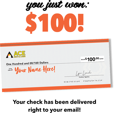You just won: $100! Your check has been delivered right to your email!
